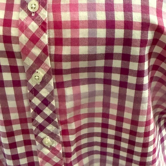 Talbots Women's XXL Long Pink Check Long Sleeve Button Down Shirt - Picture 5 of 6